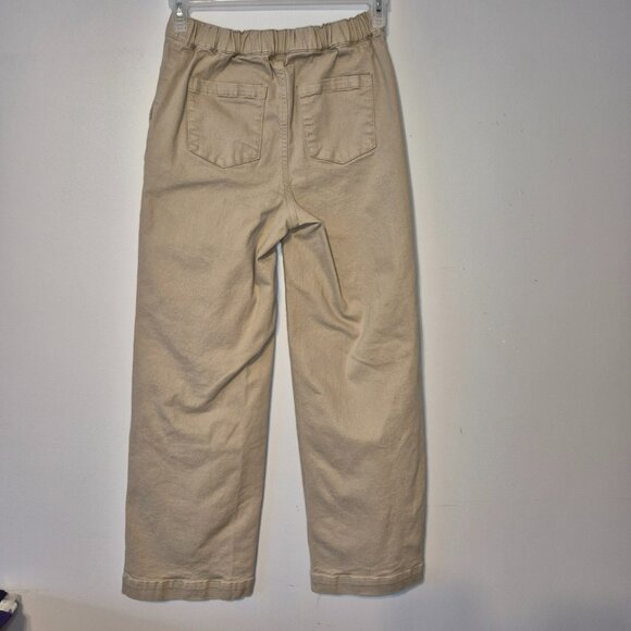 Oak & Fort Twill Wide Leg Pants in Trench Coat Colour Size Medium - Picture 4 of 9